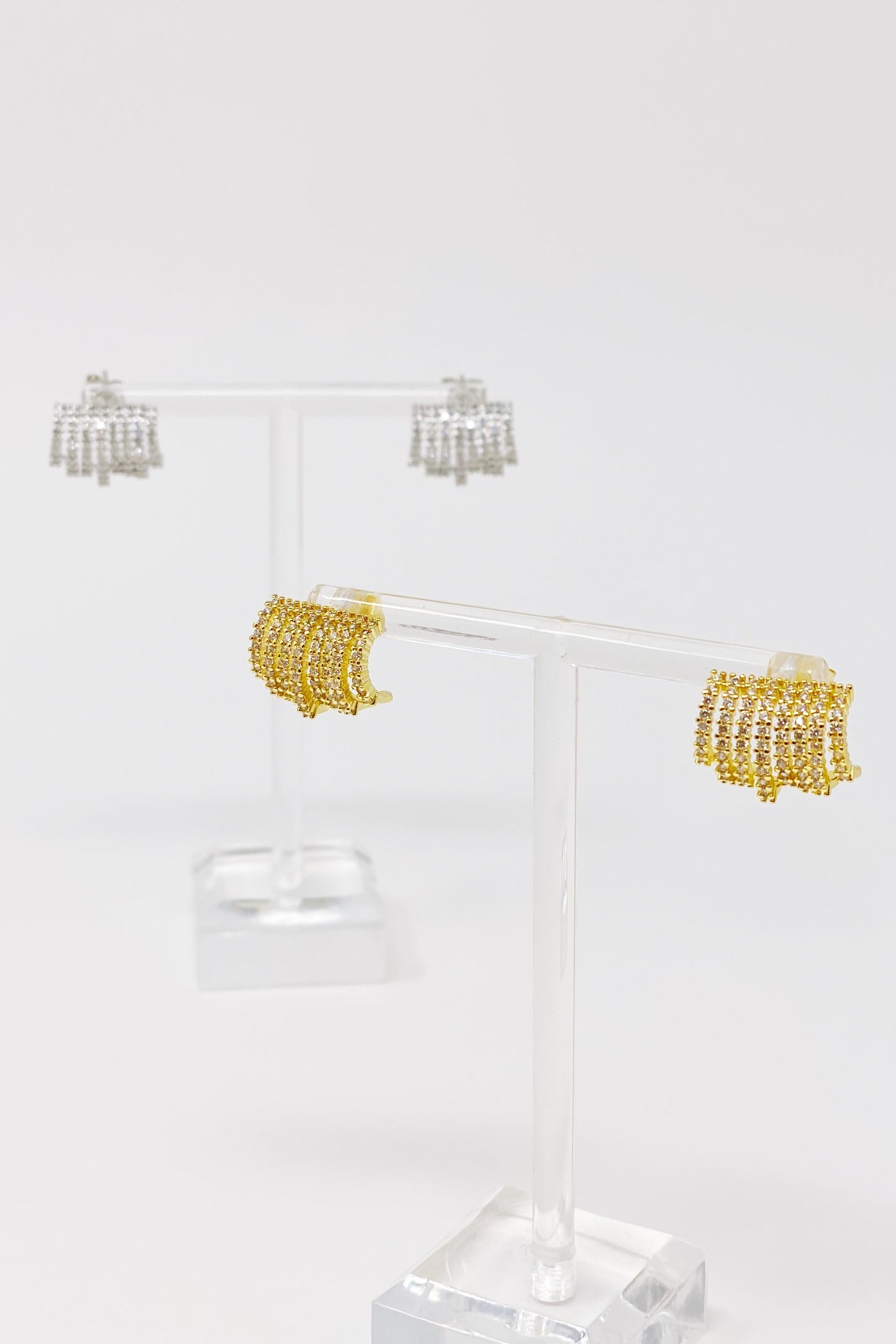 Shines In A Row Half Hoop Earrings - Aaria Tees