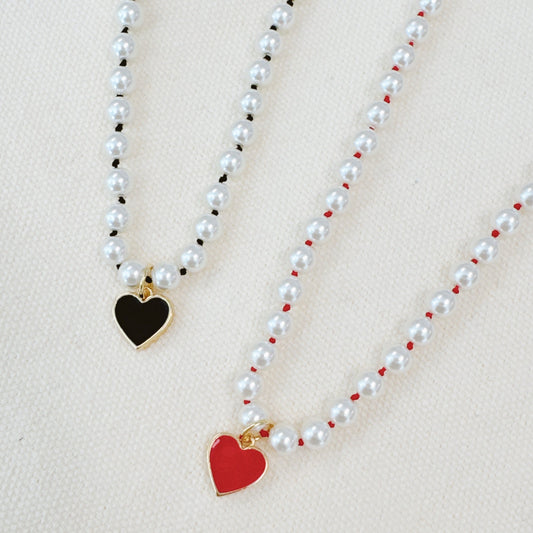 Silky Thread Heart Charm Necklace - Aaria Tees