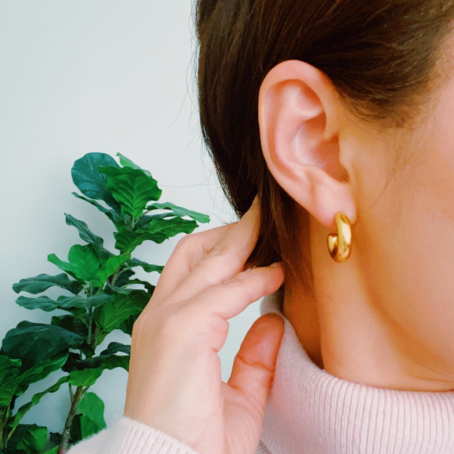 Smaller Polished Hollow Hoop Earrings - Aaria Tees