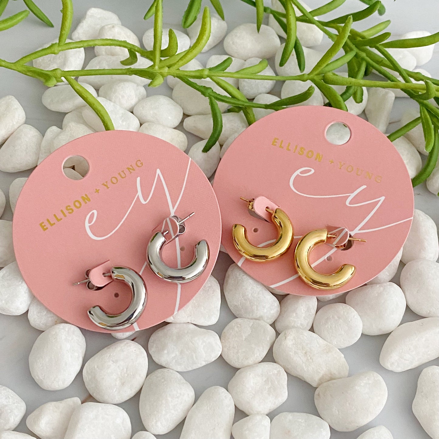 Smaller Polished Hollow Hoop Earrings - Aaria Tees