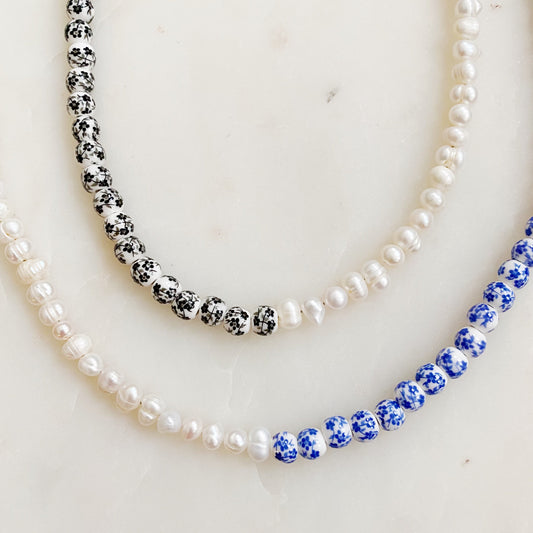 So Fresh Pearl And Porcelain Choker Necklace - Aaria Tees