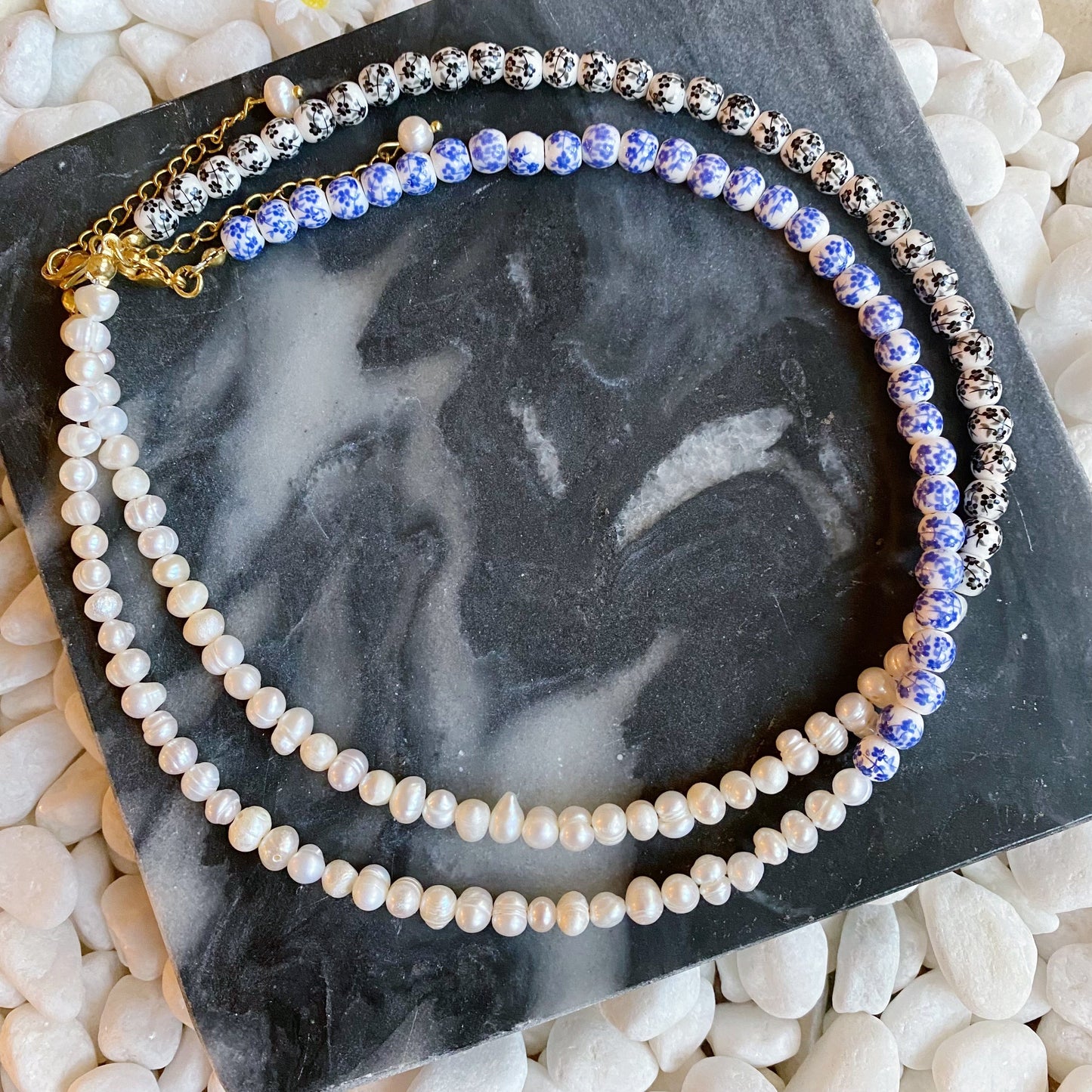 So Fresh Pearl And Porcelain Choker Necklace - Aaria Tees