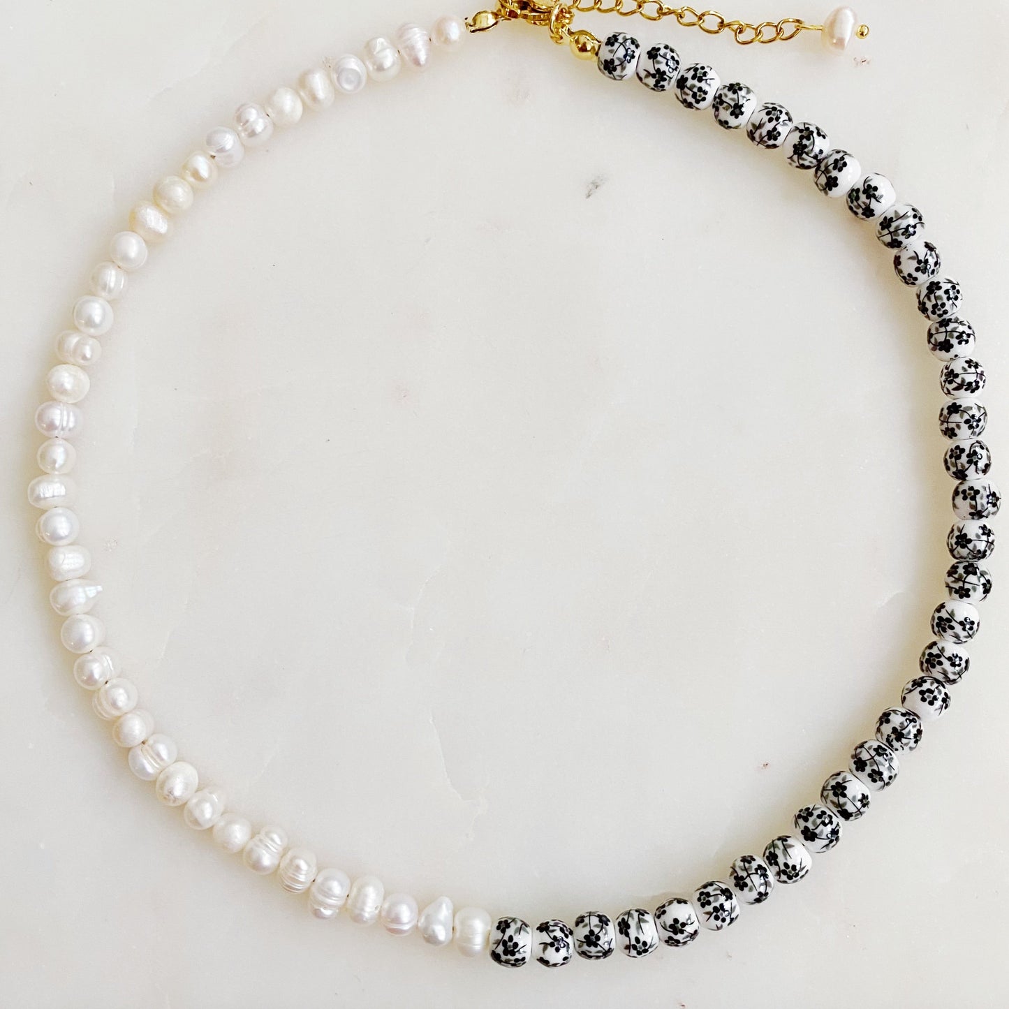 So Fresh Pearl And Porcelain Choker Necklace - Aaria Tees