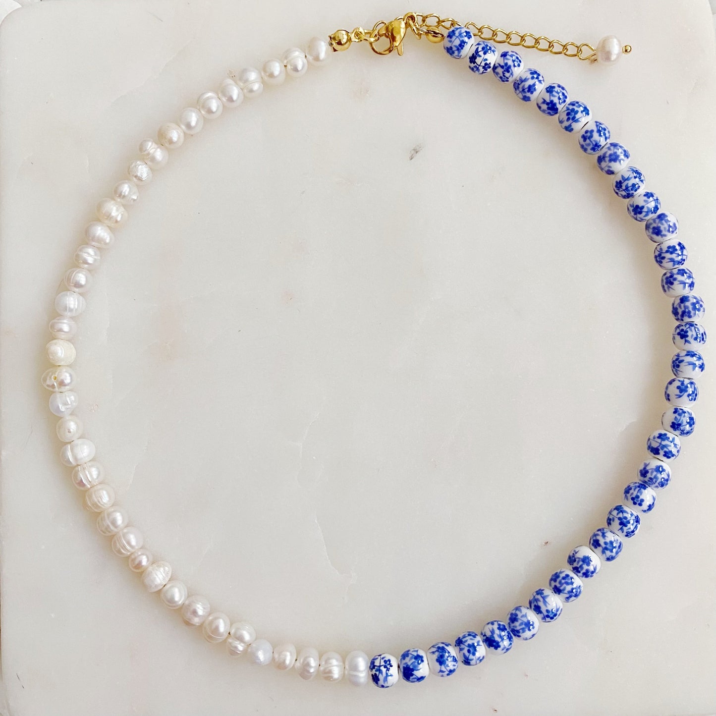 So Fresh Pearl And Porcelain Choker Necklace - Aaria Tees