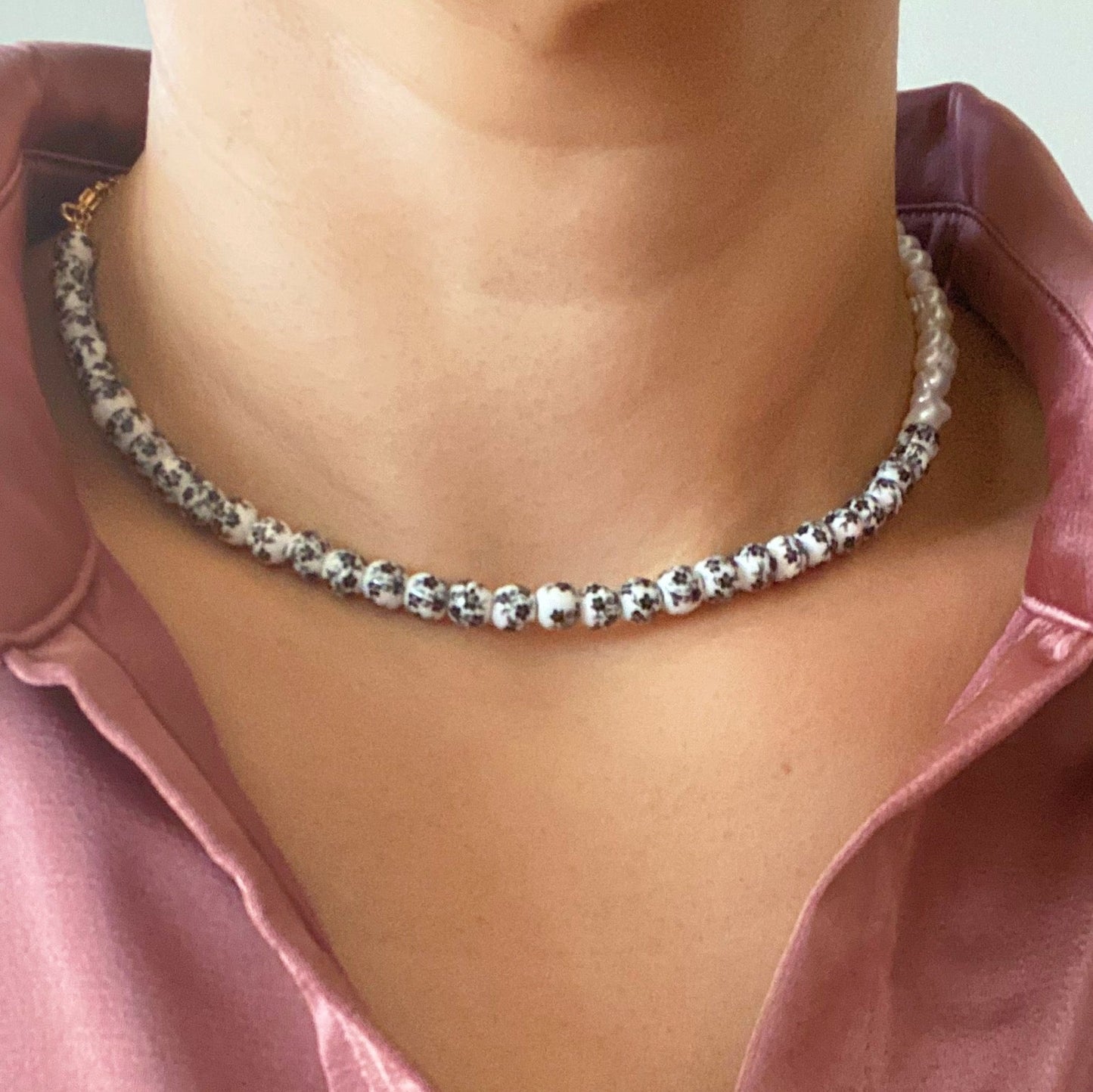 So Fresh Pearl And Porcelain Choker Necklace - Aaria Tees