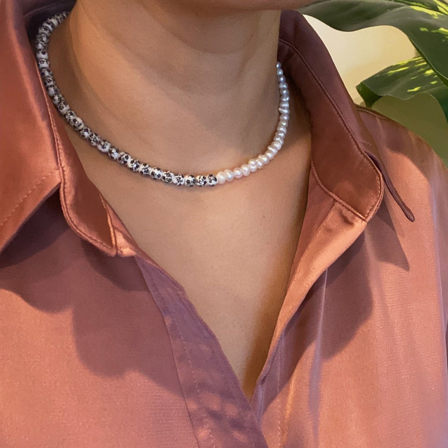 So Fresh Pearl And Porcelain Choker Necklace - Aaria Tees
