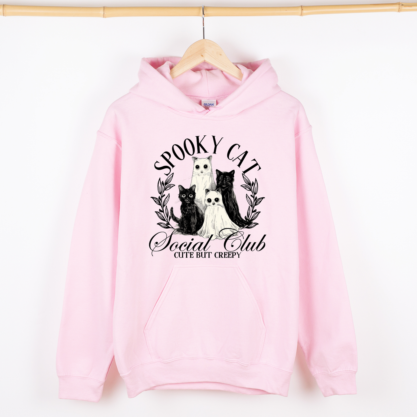 Spooky Cat Social Club, Cute, Halloween, Ghosts, Witch, Graphic Hoodie, Hooded Sweatshirt