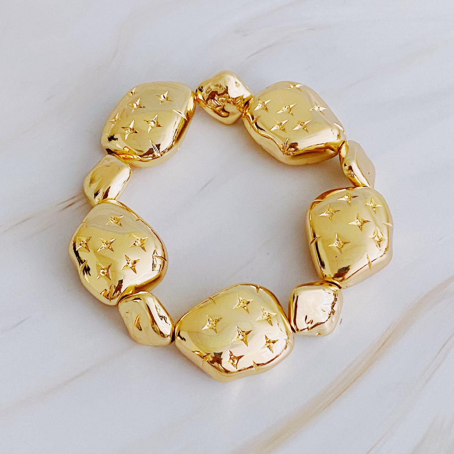 Starlight Golden Pebble Stretch Bracelet - Aaria Tees