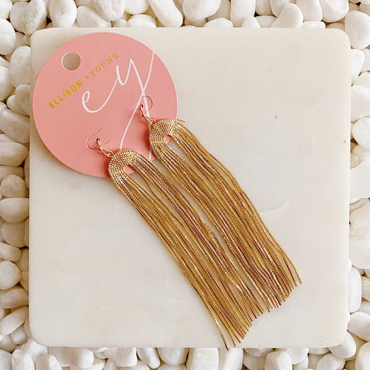 Strands Of Chain Drop Earrings - Aaria Tees
