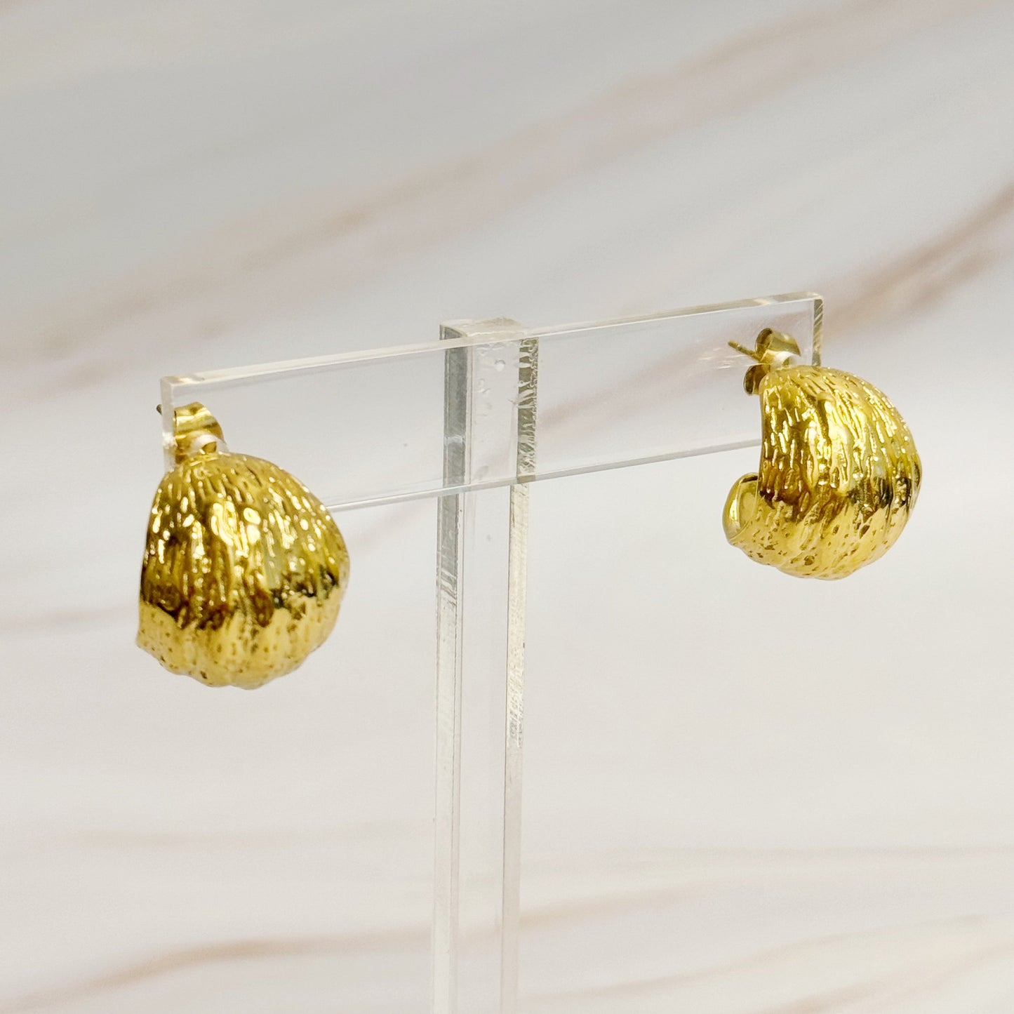 Textured Half Ball Hoop Earrings - Aaria Tees