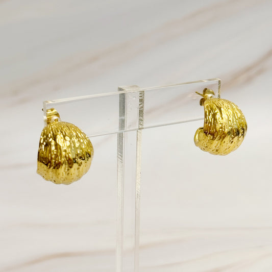 Textured Half Ball Hoop Earrings - Aaria Tees