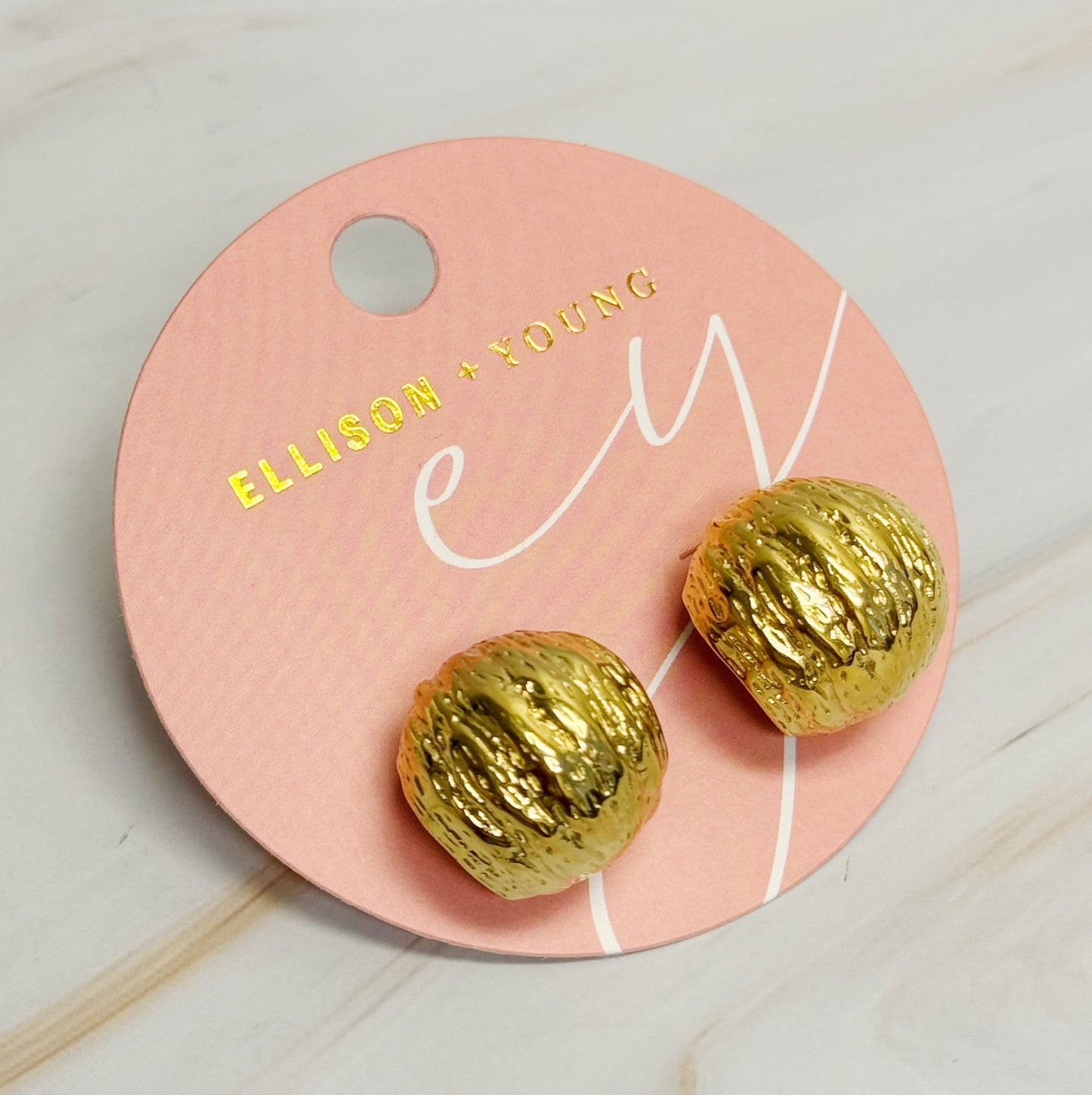 Textured Half Ball Hoop Earrings - Aaria Tees