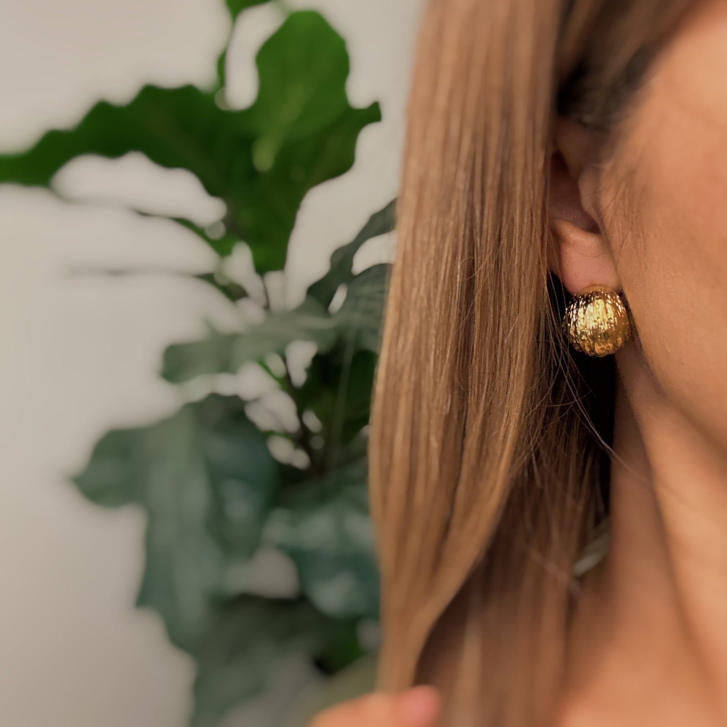 Textured Half Ball Hoop Earrings - Aaria Tees