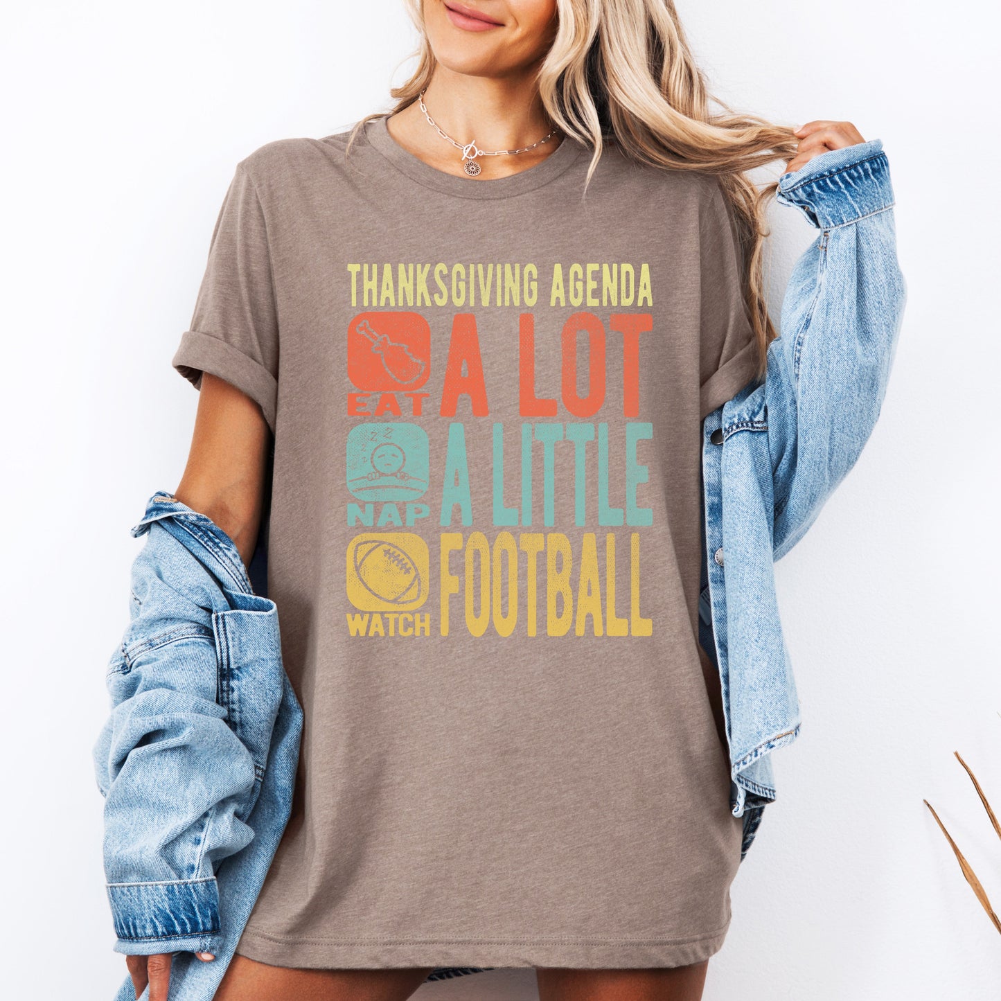 Thanksgiving Agenda, Turkey, Football, Fun, Autumn, Fall, Tshirt