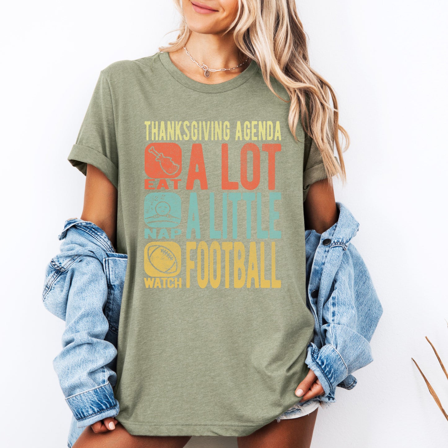 Thanksgiving Agenda, Turkey, Football, Fun, Autumn, Fall, Tshirt