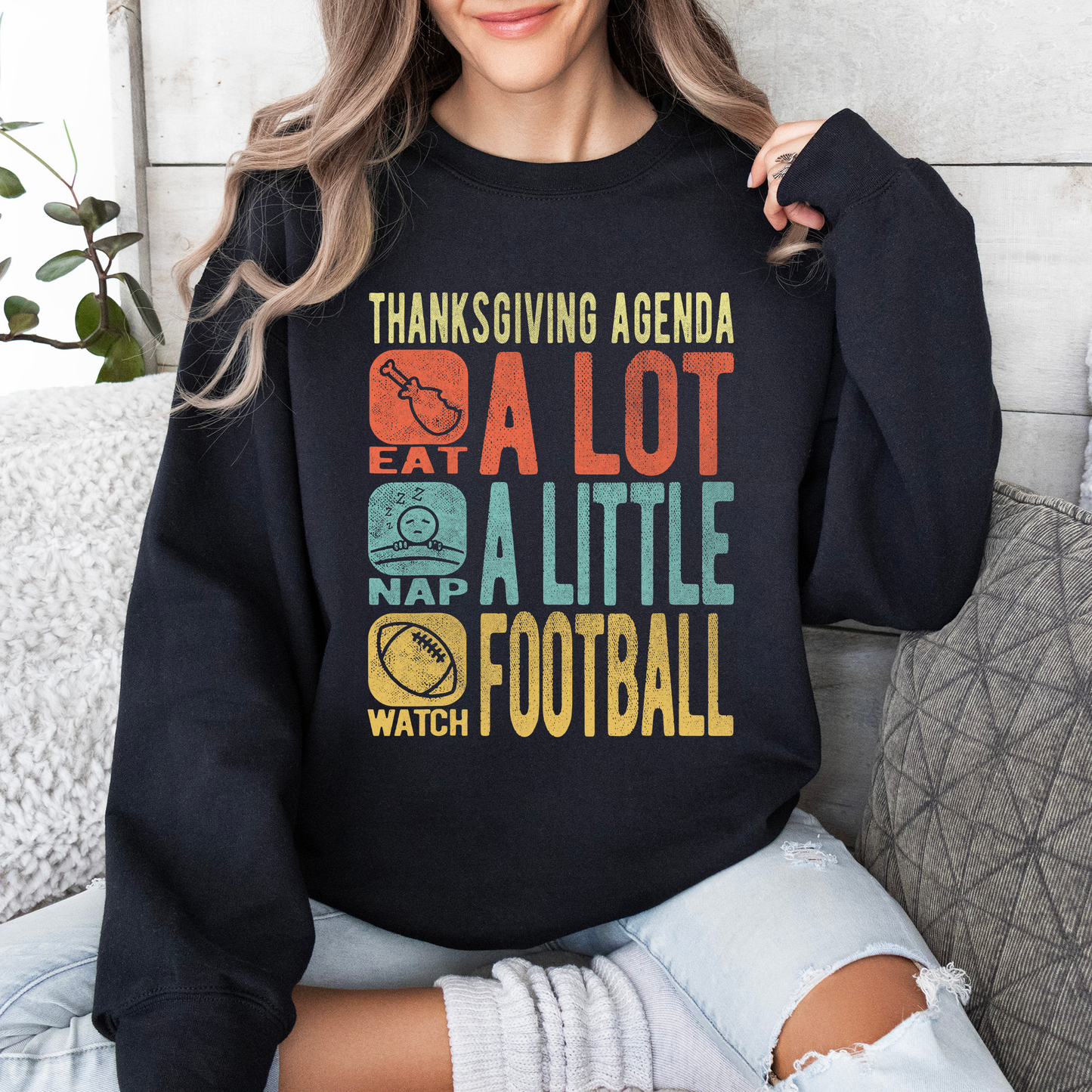 Thanksgiving Agenda, Turkey, Football, Fun, Autumn, Fall Sweatshirt