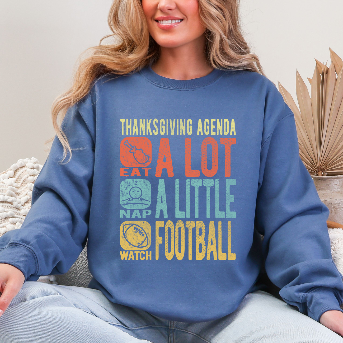Thanksgiving Agenda, Turkey, Football, Fun, Autumn, Fall Sweatshirt