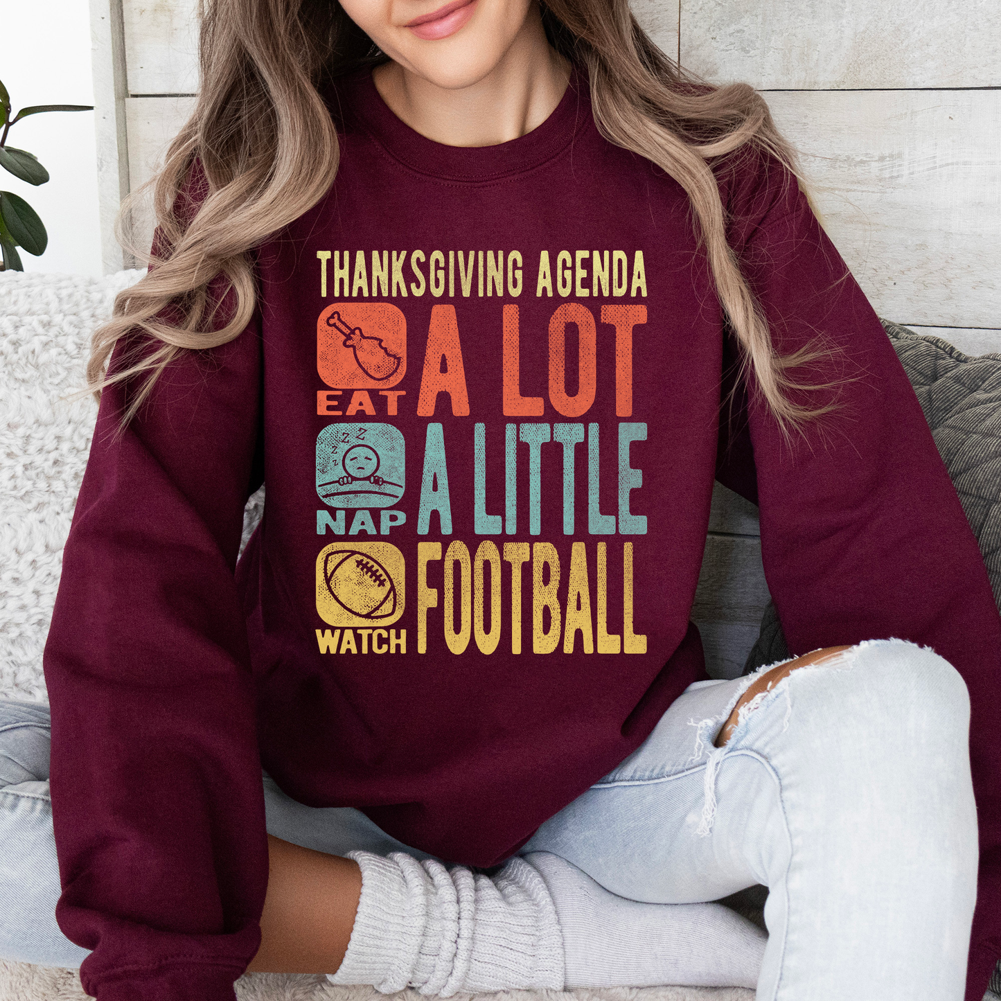 Thanksgiving Agenda, Turkey, Football, Fun, Autumn, Fall Sweatshirt