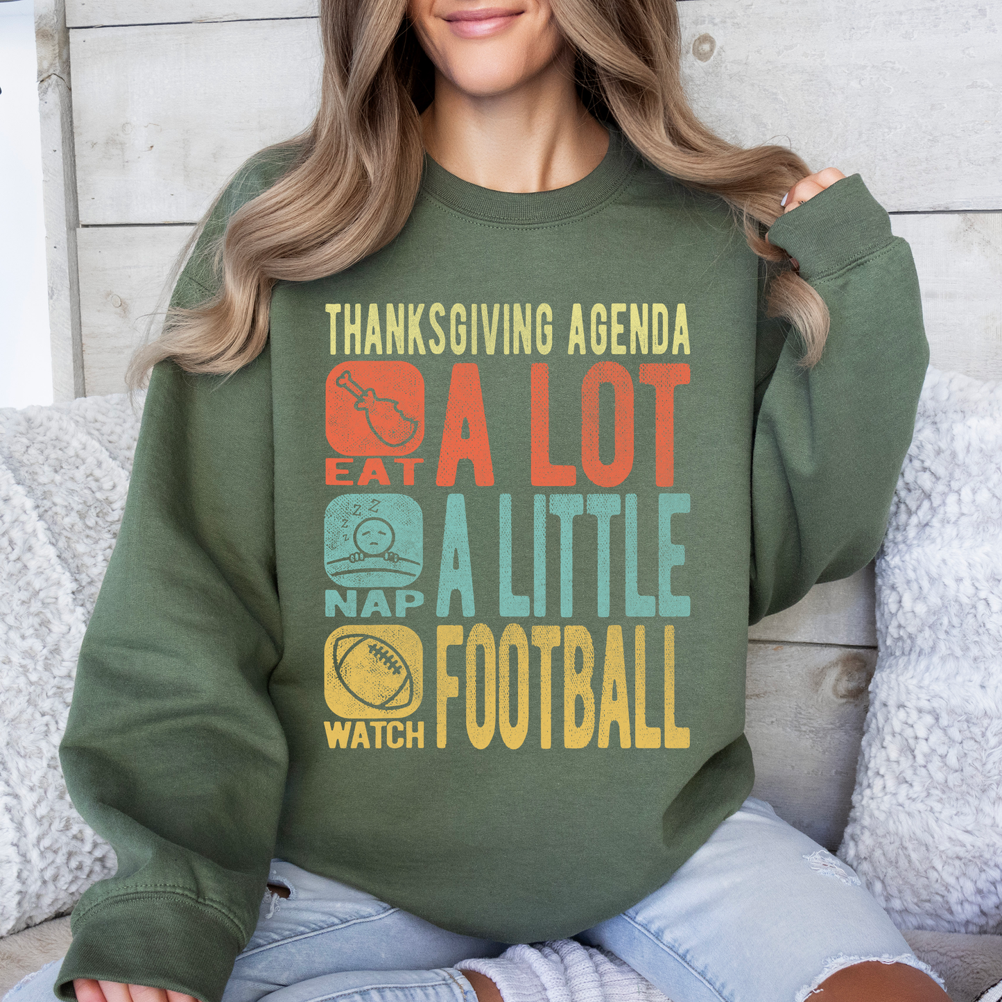 Thanksgiving Agenda, Turkey, Football, Fun, Autumn, Fall Sweatshirt
