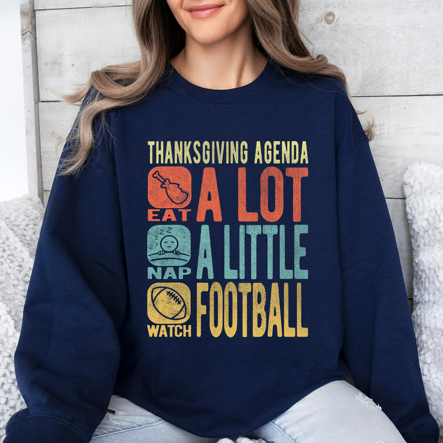 Thanksgiving Agenda, Turkey, Football, Fun, Autumn, Fall Sweatshirt