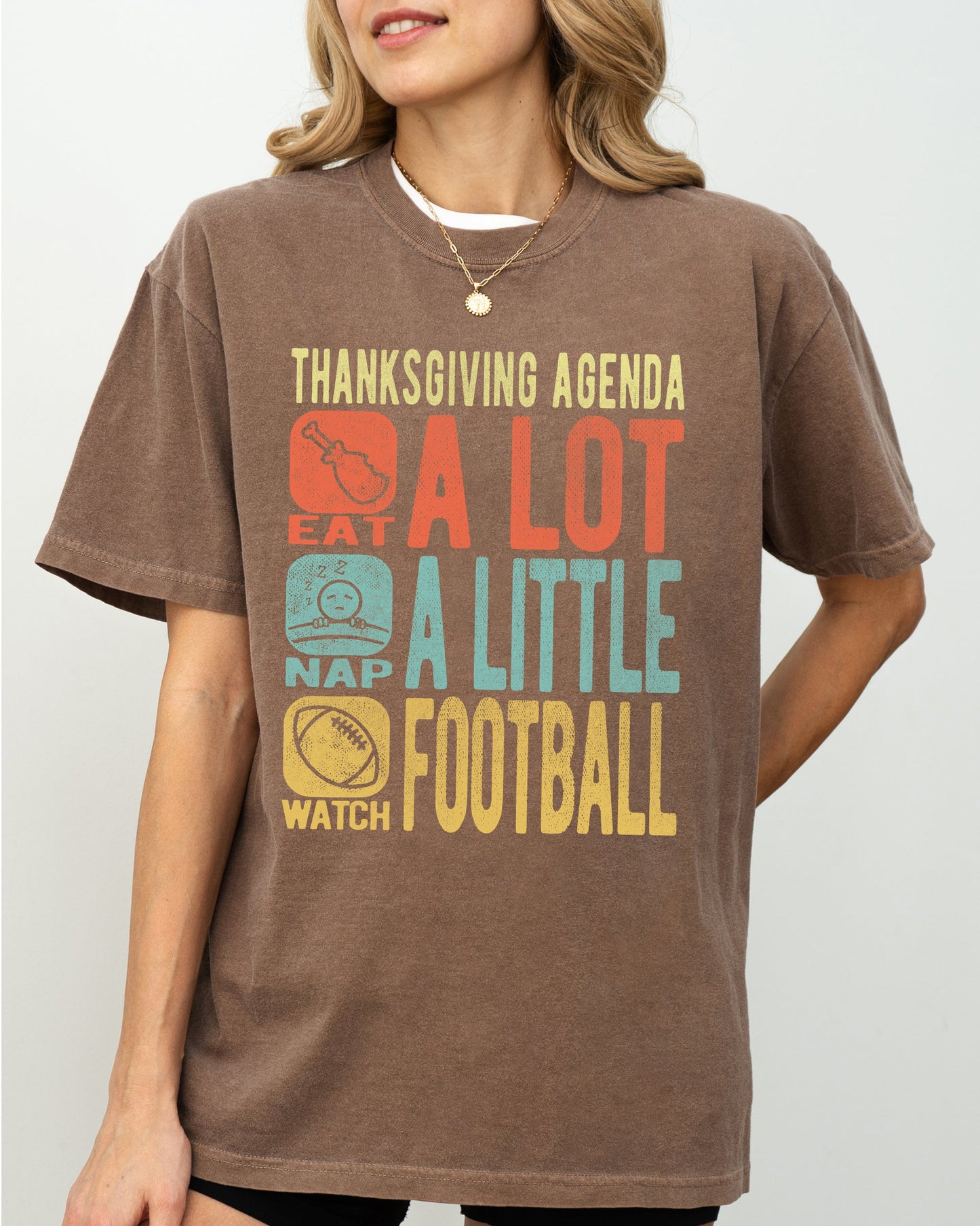 Thanksgiving Agenda, Turkey, Nap, Football, Funny, Autumn, Fall Shirt Comfort Colors T-Shirt