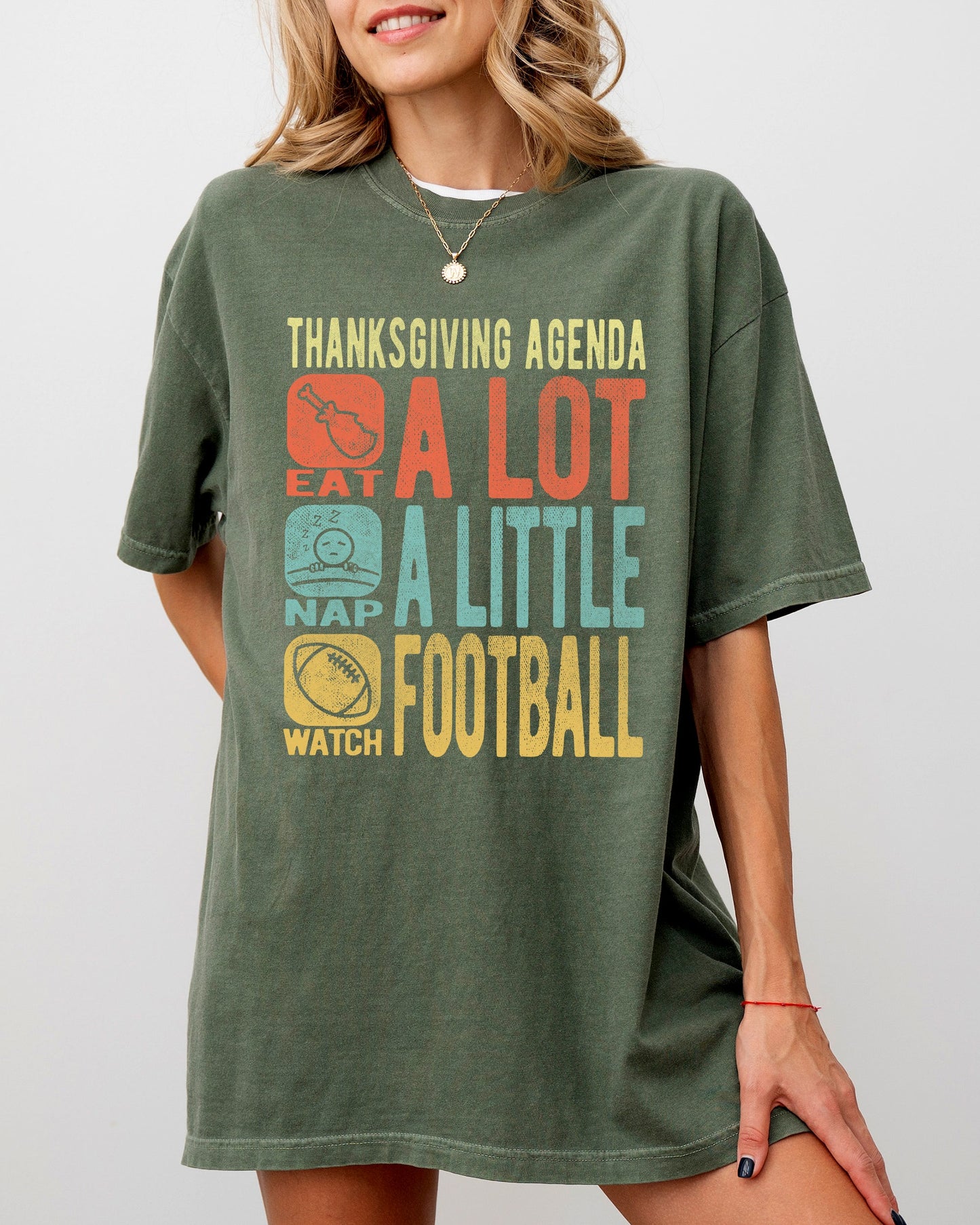 Thanksgiving Agenda, Turkey, Nap, Football, Funny, Autumn, Fall Shirt Comfort Colors T-Shirt