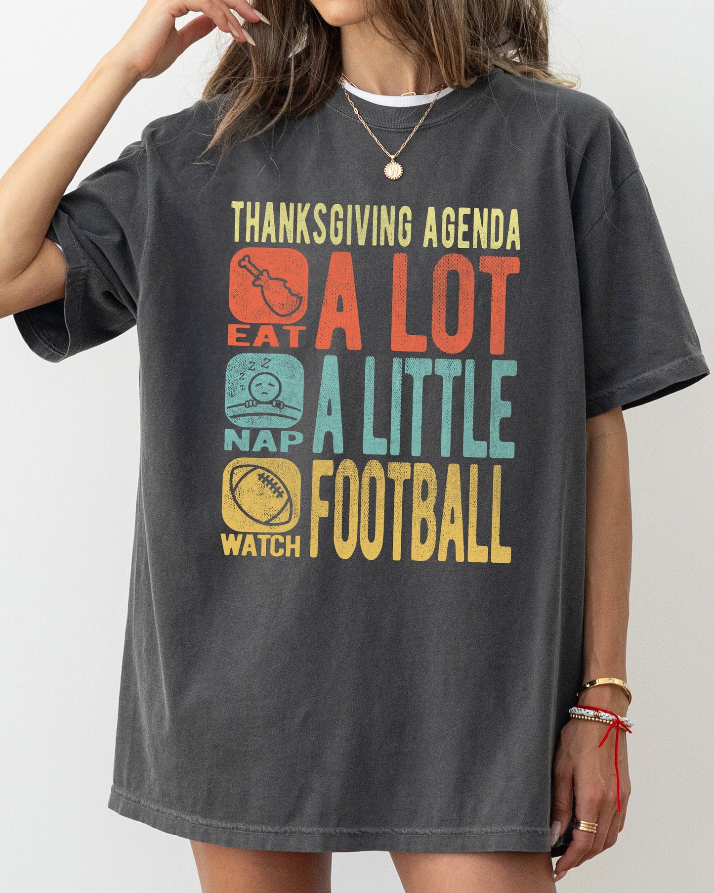 Thanksgiving Agenda, Turkey, Nap, Football, Funny, Autumn, Fall Shirt Comfort Colors T-Shirt