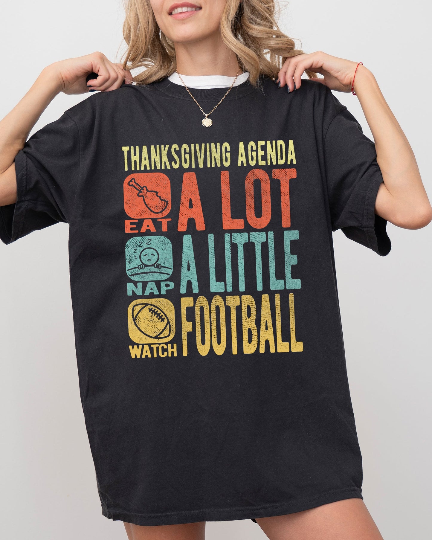 Thanksgiving Agenda, Turkey, Nap, Football, Funny, Autumn, Fall Shirt Comfort Colors T-Shirt