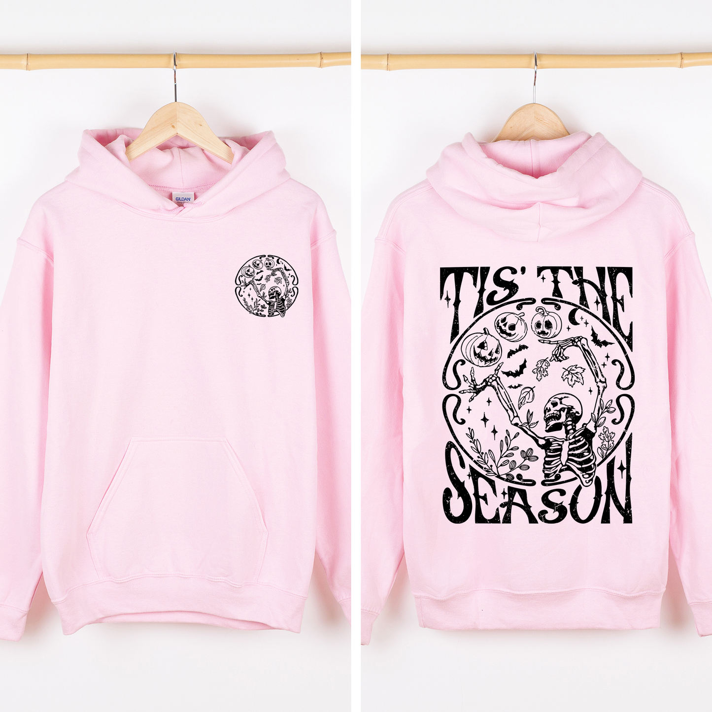 Tis The Season, Front and Back, Spooky, Skeleton, Funny, Halloween, Graphic Hoodie, Hooded Sweatshirt