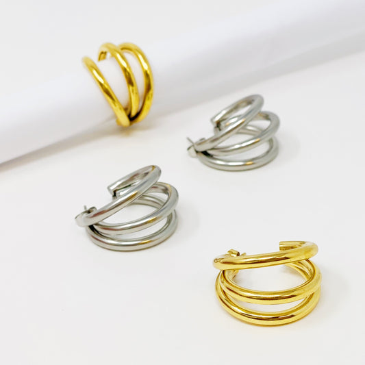 Triple the Layers Earrings - Aaria Tees