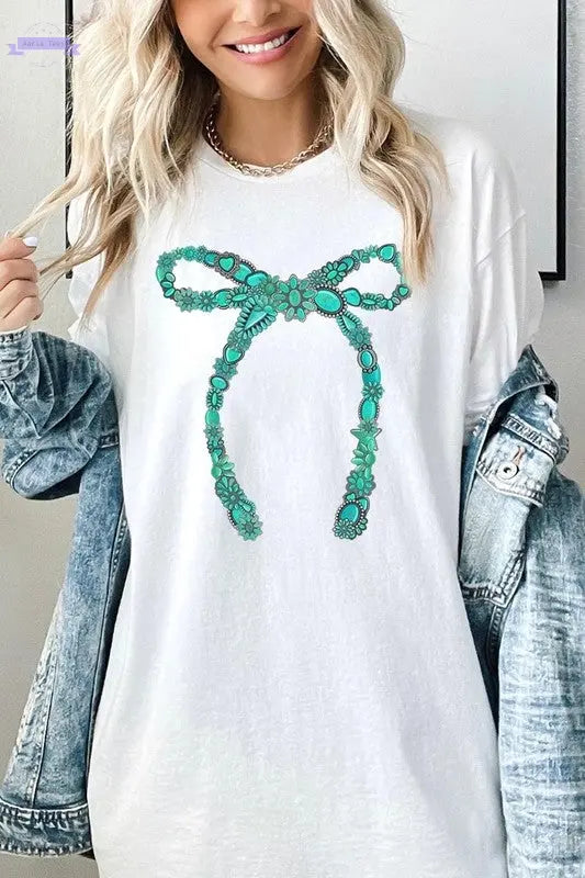 Turquoise Bow Plus Heavyweight T Shirts Color Bear Aaria Tees