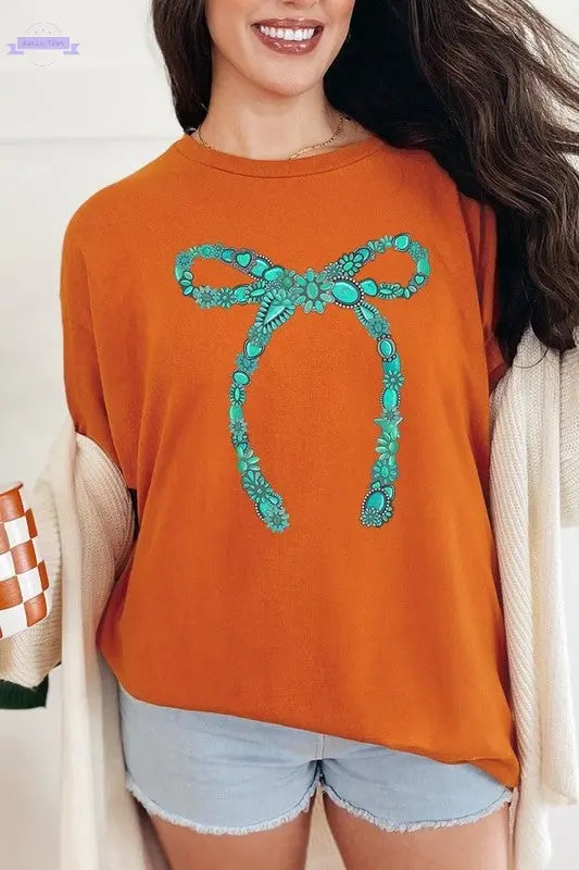 Turquoise Bow Plus Heavyweight T Shirts Color Bear Aaria Tees