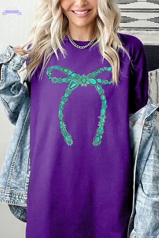 Turquoise Bow Plus Heavyweight T Shirts Color Bear Aaria Tees