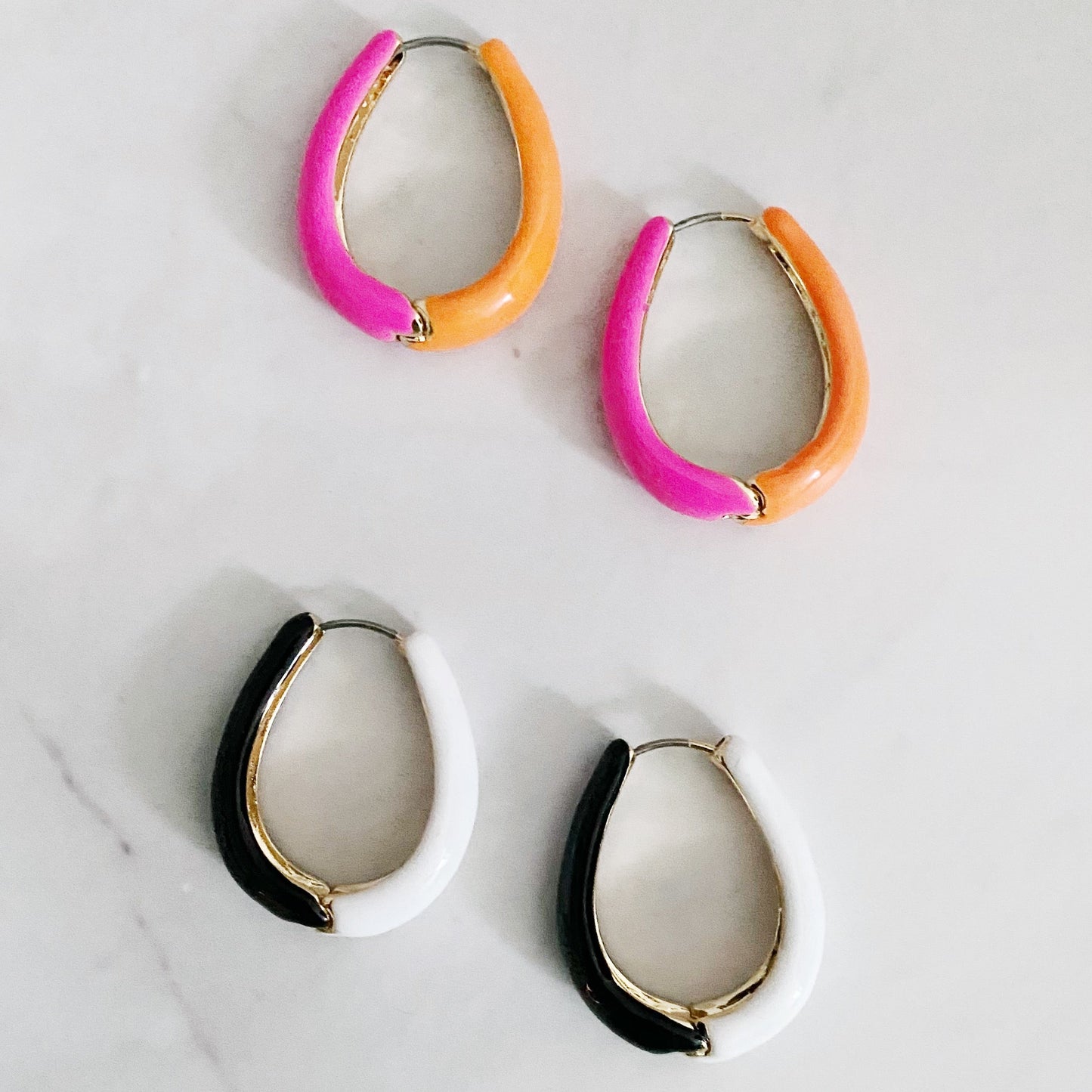 Two Toned Reversible Hoop Earrings - Aaria Tees Aaria Tees