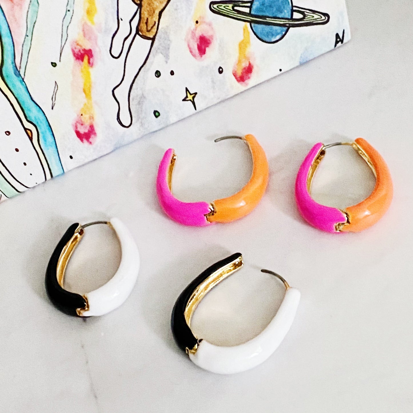 Two Toned Reversible Hoop Earrings - Aaria Tees Aaria Tees