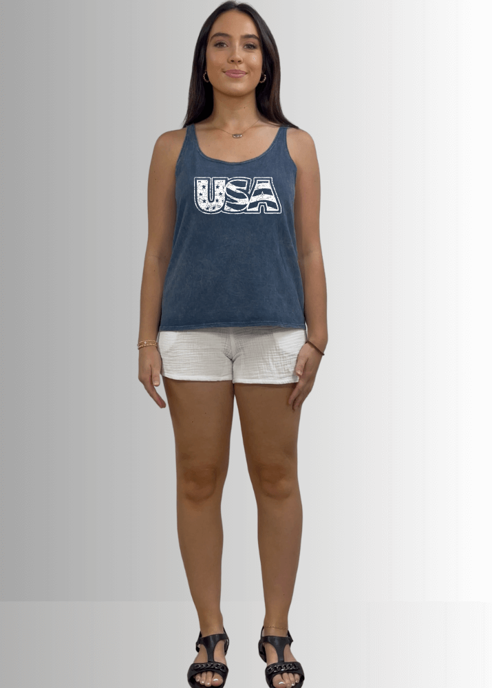 White Distressed USA Patriotic Graphic