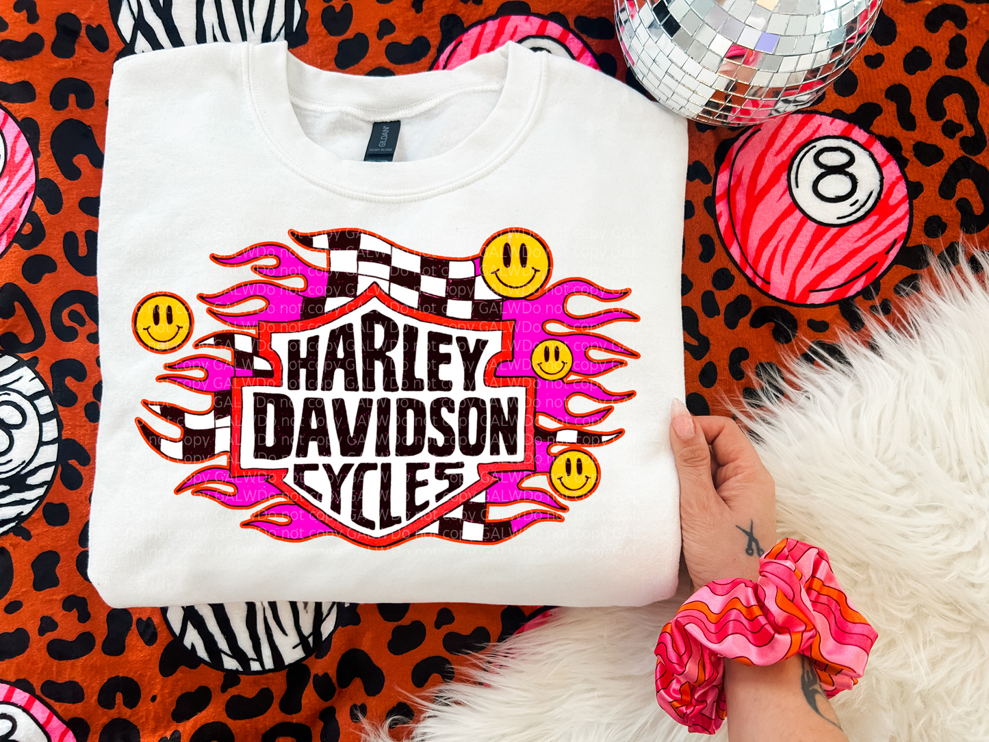 Hot pink & checker with faces cycle tee or sweatshirt