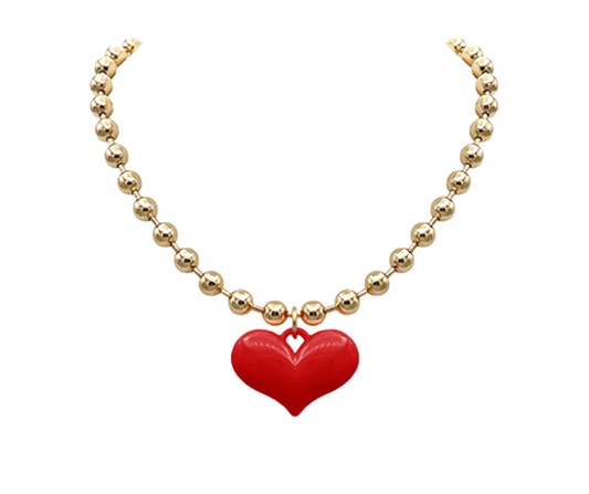Bubble Heart Necklace - Red