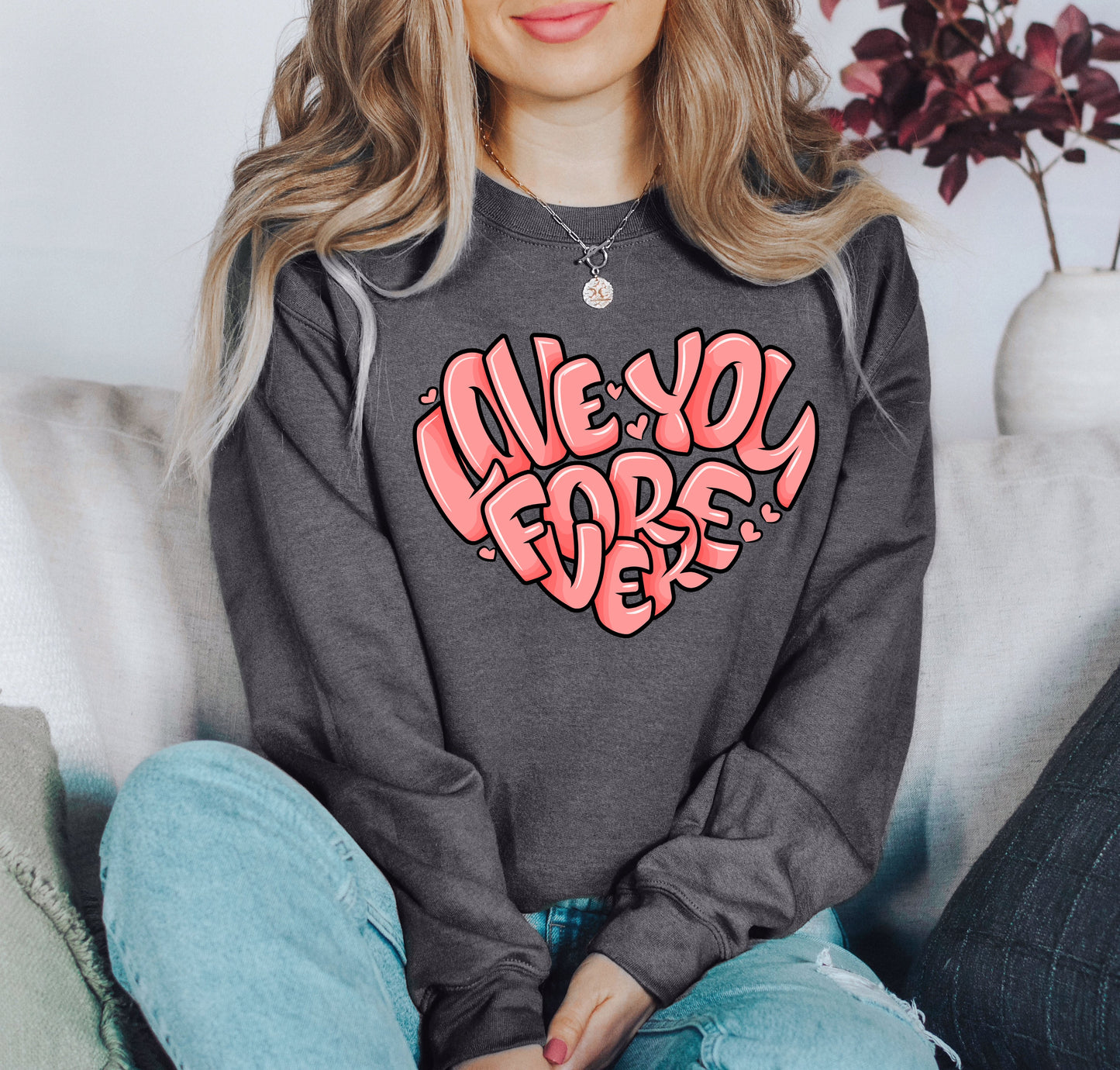 Retro I Love You Forever Sweatshirt, Vintage Valentine's Day Sweatshirt