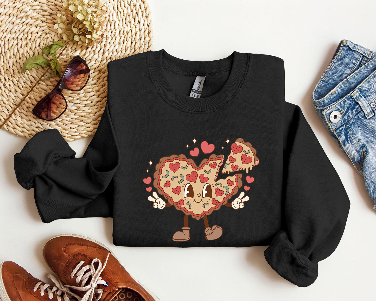 Retro Heart Pie Sweatshirt, Vintage Valentine's Day Sweatshirt