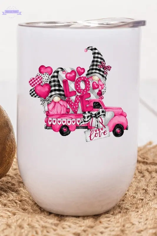 Valentine's Day Gnome Love Truck Wine Cup Cali Boutique