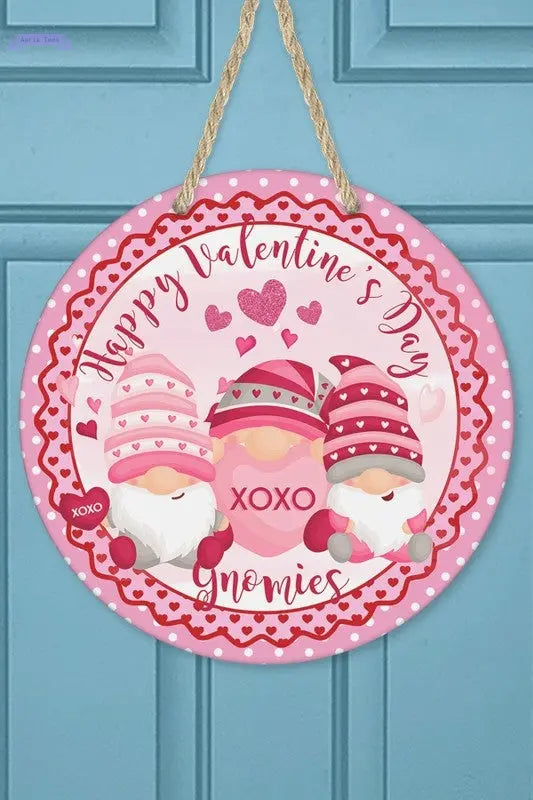 Valentines Day Decor Pink XO Gnomies Door Hanger Cali Boutique
