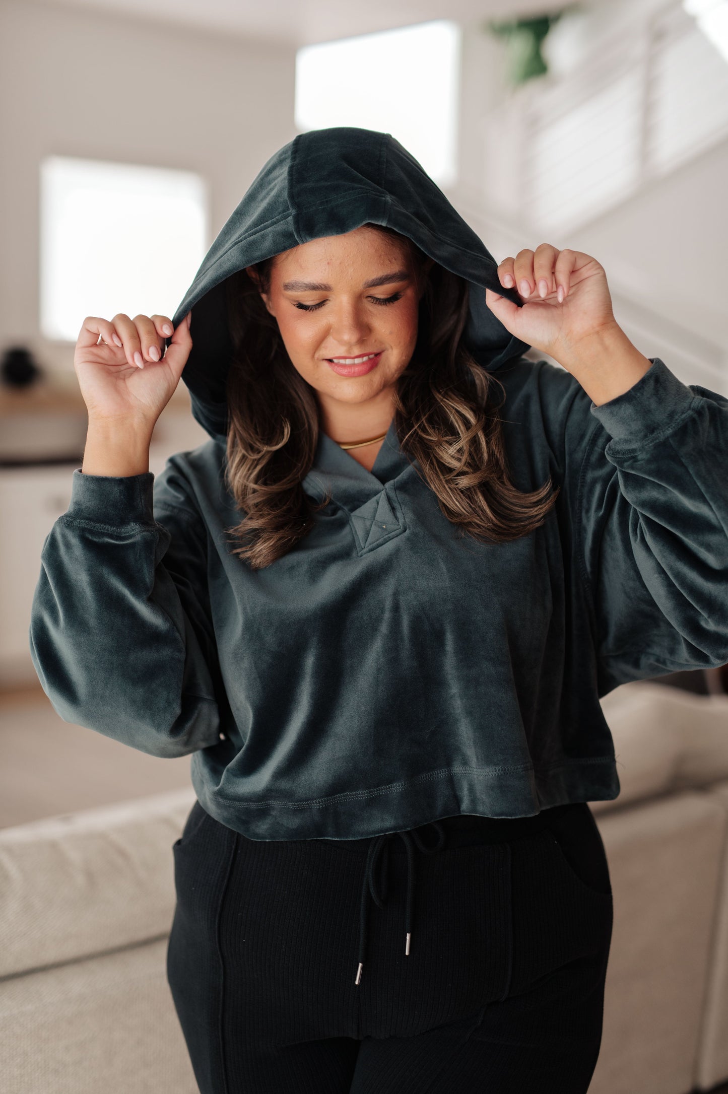 Velvet Icon Hoodie In Grey Blue (Online Exclusive)