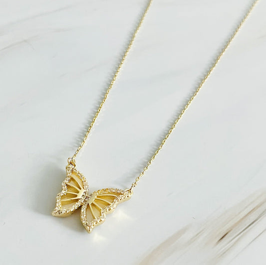Vintage Glam Reversible Butterfly Necklace - Aaria Tees
