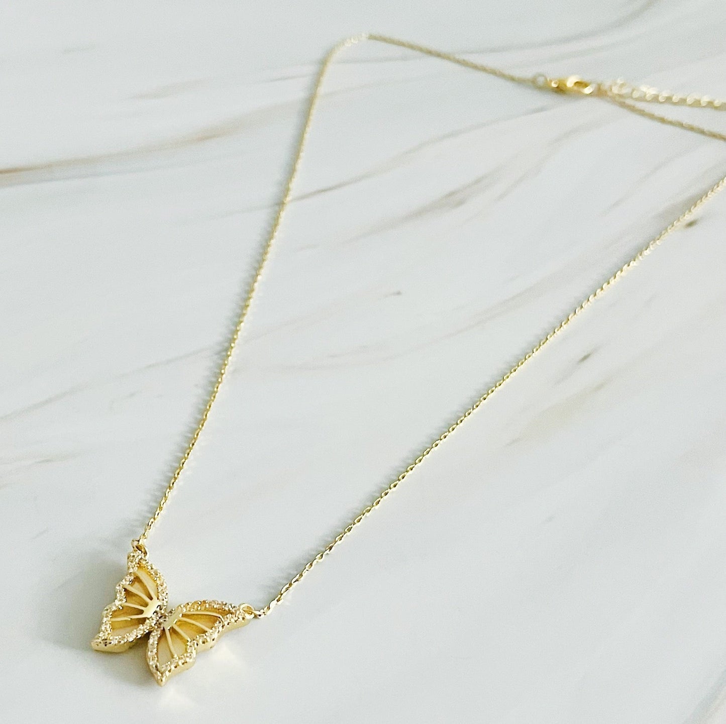 Vintage Glam Reversible Butterfly Necklace - Aaria Tees