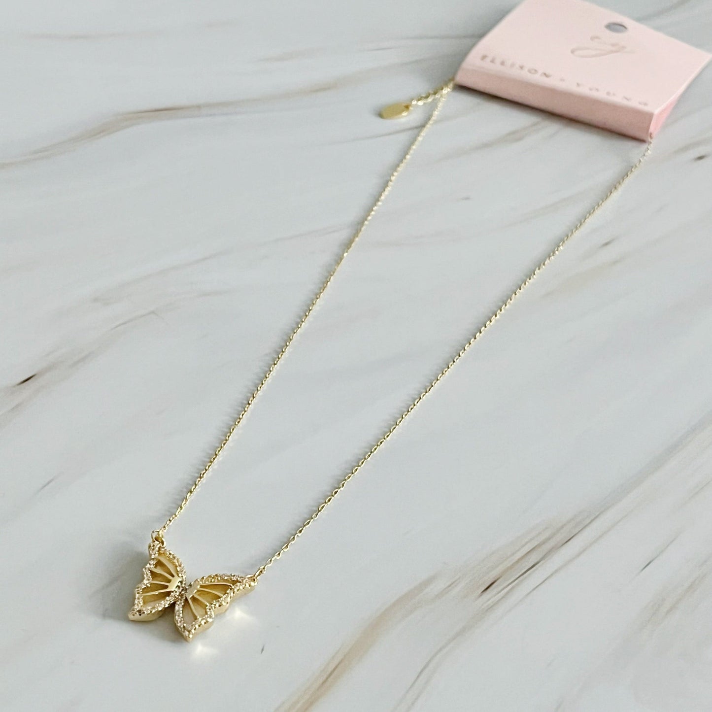 Vintage Glam Reversible Butterfly Necklace - Aaria Tees