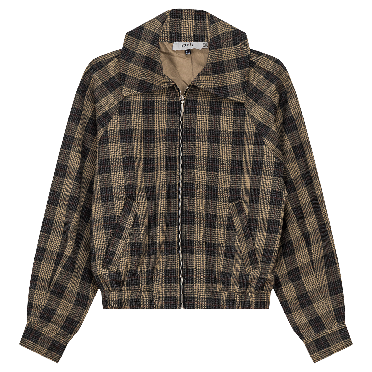 Croped Checkered Bomber Jacket