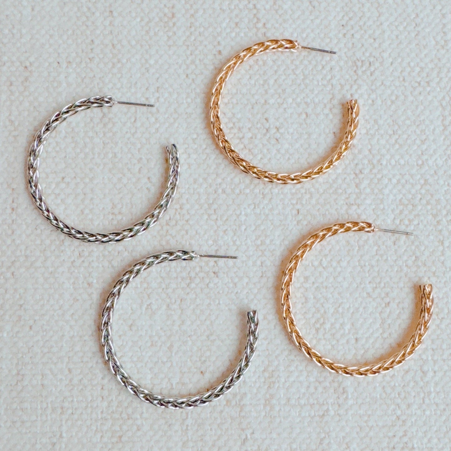 Weaved Golden Wire Hoop Earrings - Aaria Tees