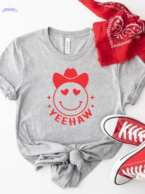 Yeehaw Smiley Heart Valentine Graphic Tee Ocean and 7th