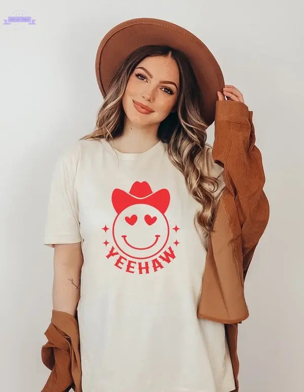 Yeehaw Smiley Heart Valentine Graphic Tee Ocean and 7th